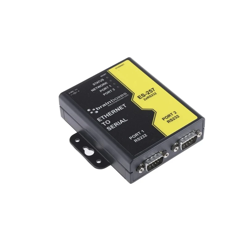 Brainboxes Server Serial Device Server, 2 Ports, 1 Mbps Baud Rate, 5 to 30 V dc Supply ES-257