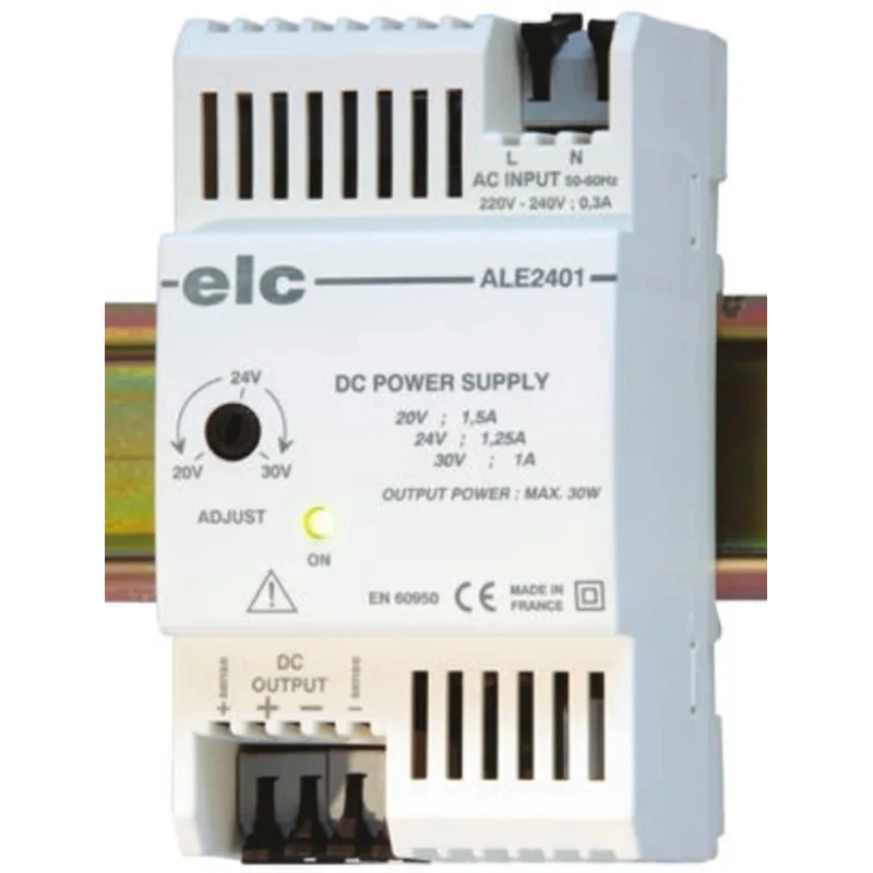 ELC ALE Switched Mode DIN Rail Power Supply 1 Phase 24V DC, 1.25A Output, 30W, IP20, 220-240V AC ALE2401