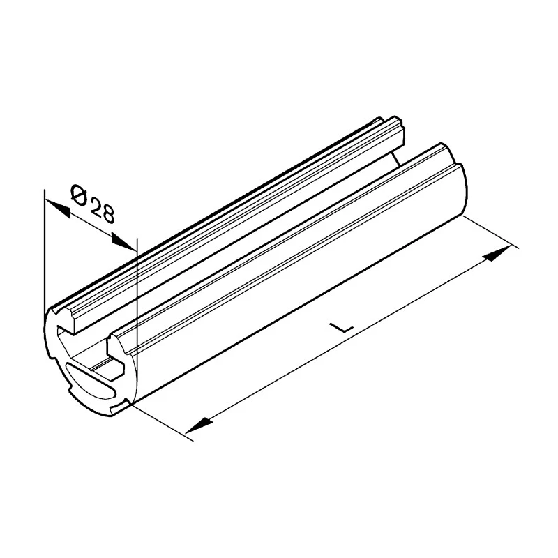 Bosch Rexroth Silver Aluminium Round Tube 10 mm Groove, 3000 mm Length, Dia. 28 mm, Series EcoShape 3842996192/3000