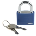 ABUS Keyed Steel and Aluminium Weatherproof Safety Padlock 43mm Body, 6.5mm Shackle Diameter T65AL/40 Blue KA6402