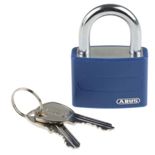 ABUS Keyed Steel and Aluminium Weatherproof Safety Padlock 43mm Body, 6.5mm Shackle Diameter T65AL/40 Blue KA6402