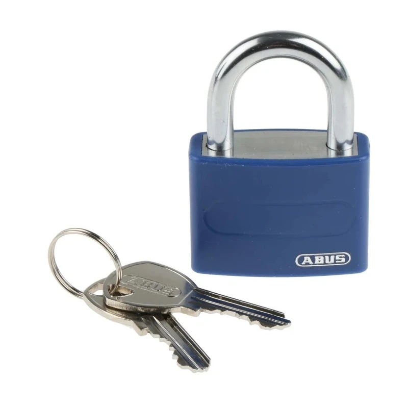 ABUS Keyed Steel and Aluminium Weatherproof Safety Padlock 43mm Body, 6.5mm Shackle Diameter T65AL/40 Blue KA6402