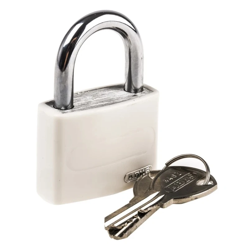 ABUS Weatherproof Keyed Steel Aluminium Safety Padlock 6.5 mm Shackle Diameter 22.5 mm Length 49948 - T65AL/40 White KA 6402