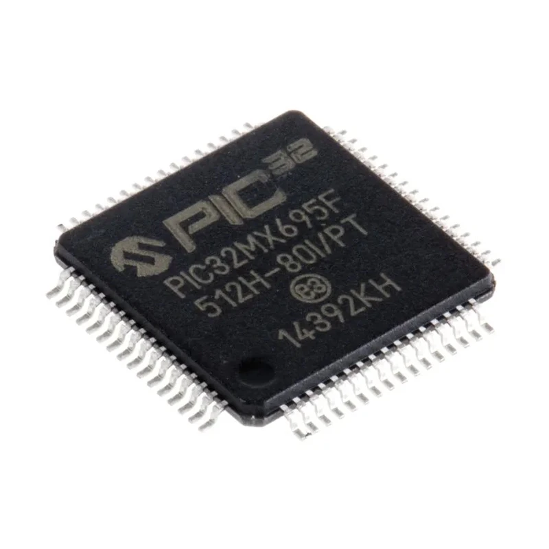 Microchip PIC32MX695F512H-80I/PT 32-Bit PIC Microcontroller 80 MHz 12kB RAM 512kB Flash 64-Pin TQFP