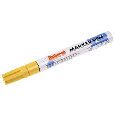 Ambersil Yellow Paint Marker Pen Medium Tip 3 mm Point Thickness Waterproof 6190050003