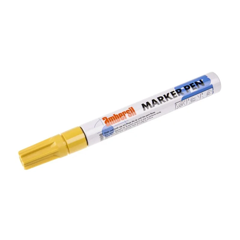 Ambersil Yellow Paint Marker Pen Medium Tip 3 mm Point Thickness Waterproof 6190050003