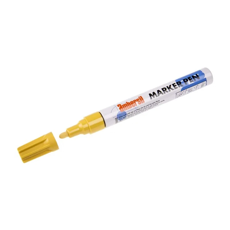 Ambersil Yellow Paint Marker Pen Medium Tip 3 mm Point Thickness Waterproof 6190050003