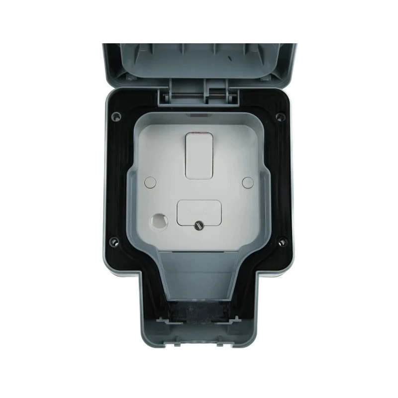 MK Electric 13A 1 Gang Switched Fused Spur BS 1363 Pt. 2, Recycled Polycarbonate, IP66 IP56 K56410GRY