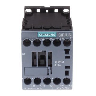 Siemens Motor Control Contactor 3RT2 Series, 110V AC Coil, 3-Pole, 7A, 3 kW, 3 NO, 400V AC 3RT2015-1AF02