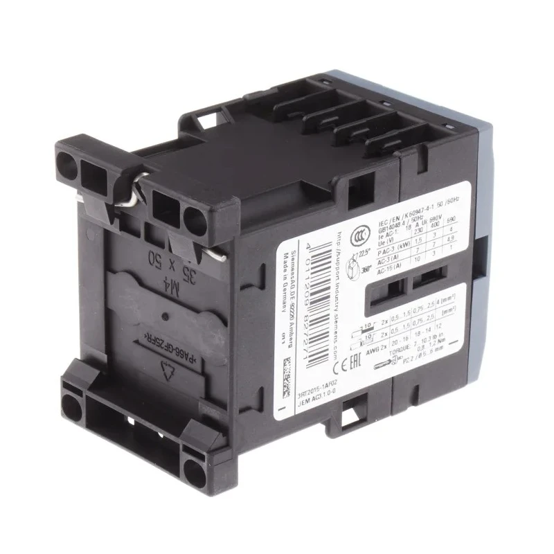 Siemens Motor Control Contactor 3RT2 Series, 110V AC Coil, 3-Pole, 7A, 3 kW, 3 NO, 400V AC 3RT2015-1AF02