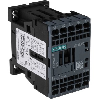 Siemens 3RT2 Contactor, 24V DC Coil, 3-Pole, 7 A, 3 kW, 3 NO, 400V AC 3RT2015-2BB42