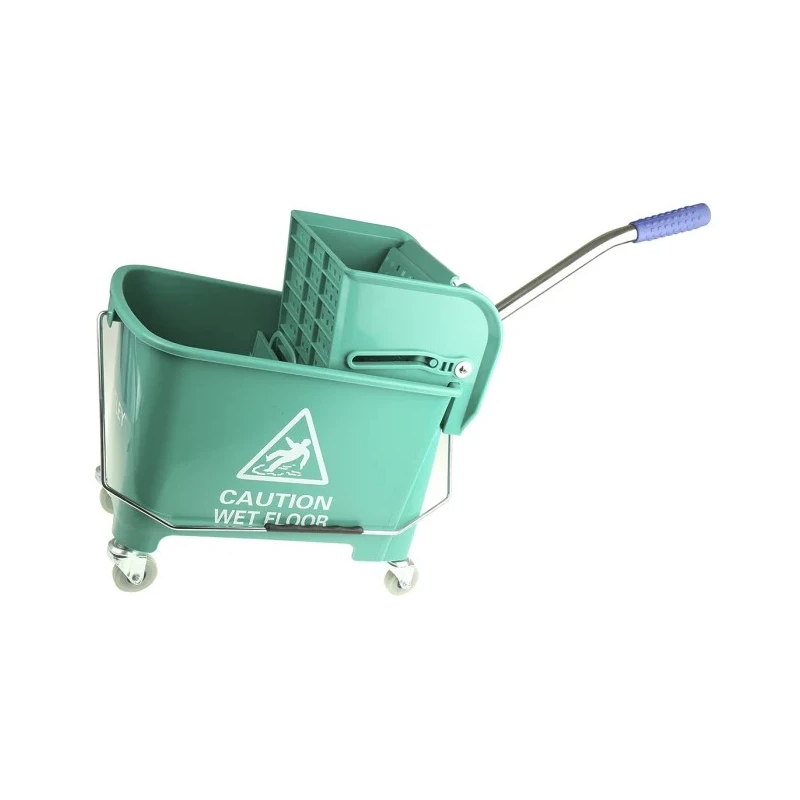 RS PRO 20L Plastic Green Mop Bucket with Handle, Wringer, Dual Compartments, Wheeled 705-6261