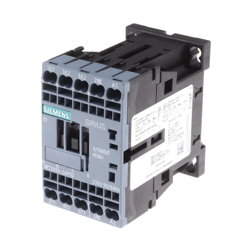 Siemens Contactor 3RT2 Series 230V AC Coil, 3-Pole, 9 A Contact Current, 4 kW Power Rating 3RT2016-2AP02