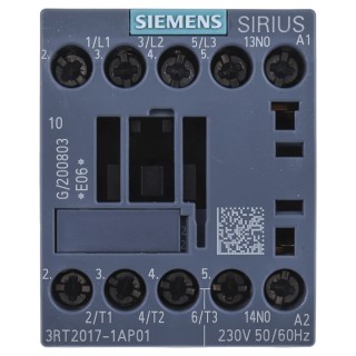 Siemens 3RT2 Motor Control Contactor 3-Pole 12 A 5.5 kW 230V AC Coil with 3 NO Contacts 3RT2017-1AP01