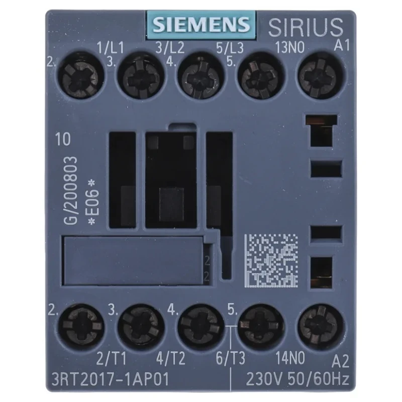 Siemens 3RT2 Motor Control Contactor 3-Pole 12 A 5.5 kW 230V AC Coil with 3 NO Contacts 3RT2017-1AP01