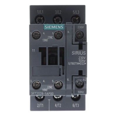 Siemens 3RT2 Contactor, 230V AC Coil, 3-Pole, 38A, 18.5 kW Power Rating, 400V AC Contact Voltage 3RT2028-1AP00