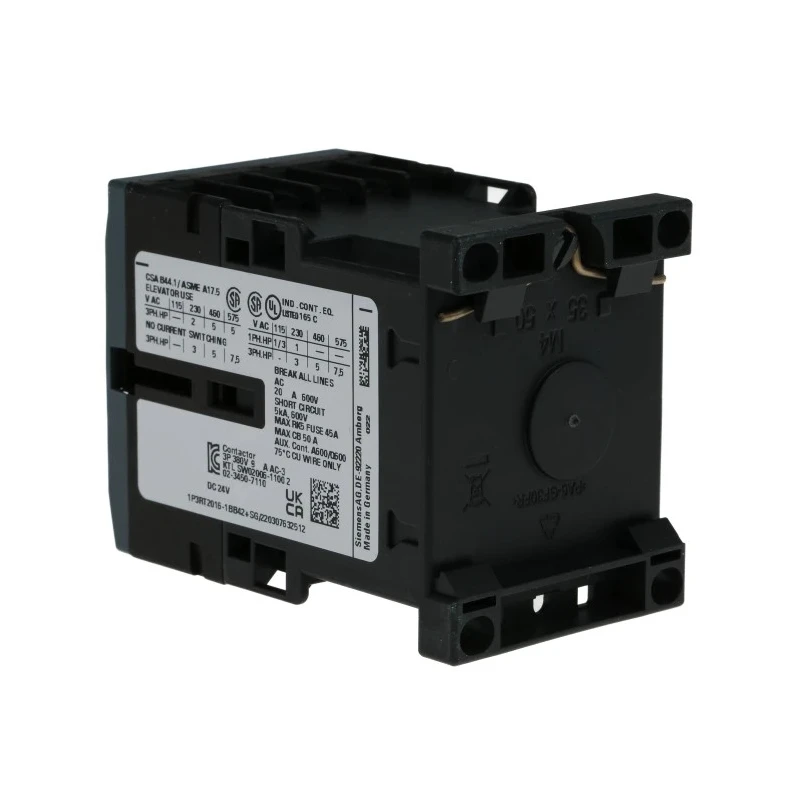 Siemens 3RT2 Power Contactor, 24V DC Coil, 3-Pole, 9 A, 4 kW, Screw Clamp, DIN Rail Mount 3RT2016-1BB42
