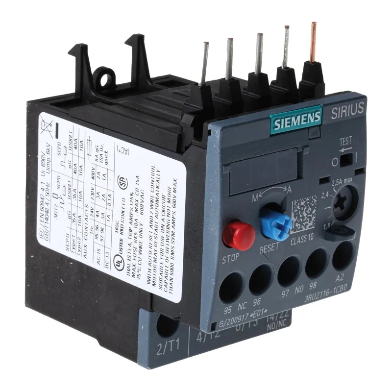 Siemens SIRIUS 3RU2 Thermal Overload Relay, 1.8 to 2.5 A Adjustable Current Range, 2.5 A Contact Rating, 750 W 3RU2116-1CB0