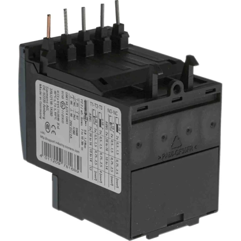 Siemens SIRIUS 3RU2 Thermal Overload Relay 1 NO/1 NC, 12.5A, 9 A FLC, 12.5A Contact Rating, 5.5 kW 3RU2116-1KB0