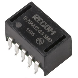 Recom Switching Regulator Surface Mount 12V DC Output Voltage 500 mA Output Current 6W Power R-78AA12-0.5SMD