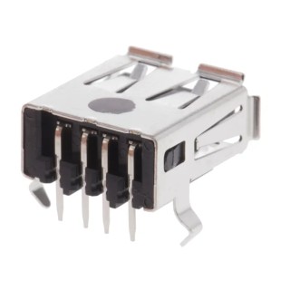 TE Connectivity Straight Through Hole Female 1 Port USB Type A Connector IP20 USB 2.0 1903814-1