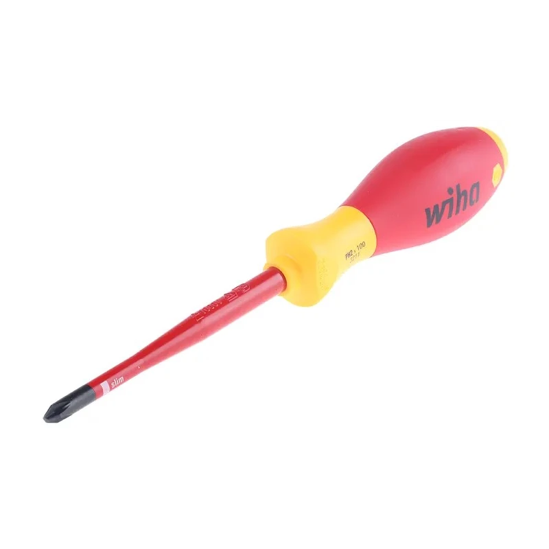 Wiha Insulated Screwdriver PH2 Tip 100 mm Blade VDE/1000V Approved Bi-Material Handle 218mm Overall 35394