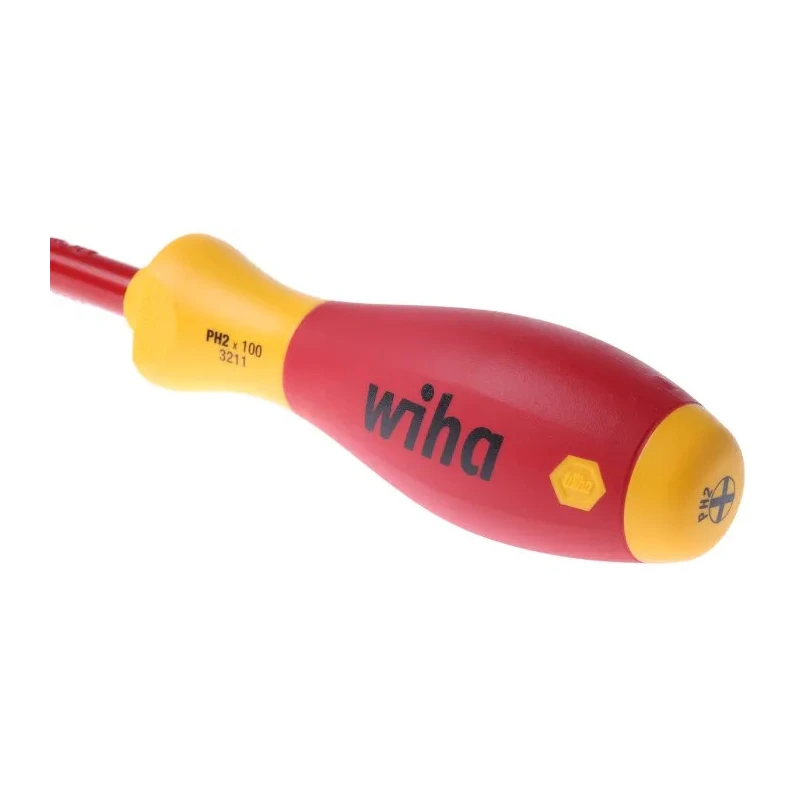Wiha Insulated Screwdriver PH2 Tip 100 mm Blade VDE/1000V Approved Bi-Material Handle 218mm Overall 35394
