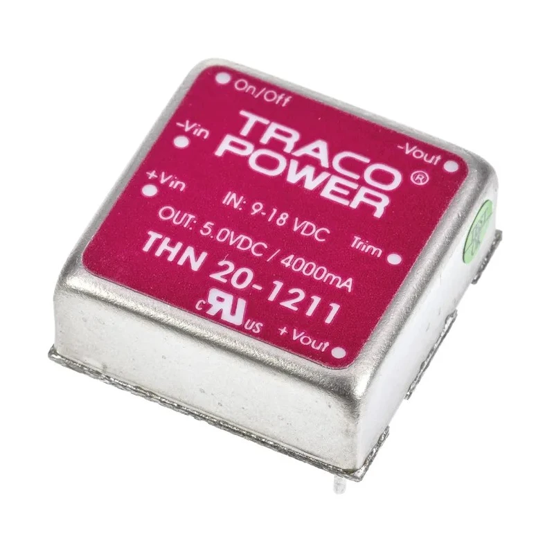 TRACOPOWER DC/DC Converter 5V DC Output 4A 18V DC Input 9V Input 20W Through Hole Mount THN 20-1211