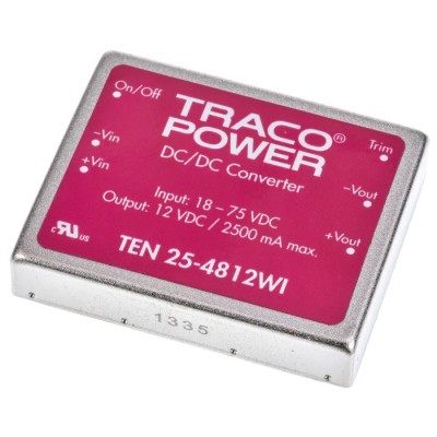 TRACOPOWER DC/DC Converter 12V DC Output 2.5 A, 75V DC Max Input, 18V Min Input, 30W Power, Through Hole Mount TEN 25-4812WI