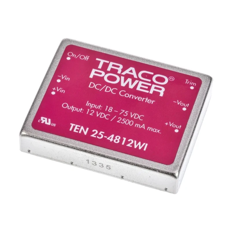 TRACOPOWER DC/DC Converter 12V DC Output 2.5 A, 75V DC Max Input, 18V Min Input, 30W Power, Through Hole Mount TEN 25-4812WI