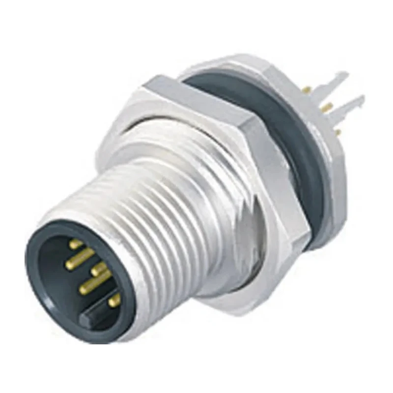 binder Circular Connector 8 Contacts Panel Mount M12 Socket Male IP67 Metal Housing 713 Series 09-3481-500-08