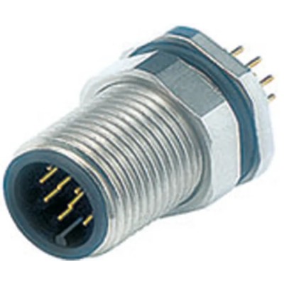 binder Circular Connector M12, 12 Contacts, Panel Mount, Plug Male, IP67 Rated, Die Cast Zinc Housing, Gold 09-3491-969-12