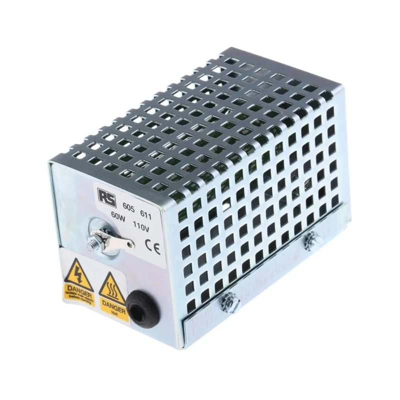 RS PRO Enclosure Heater, 110V AC, 60W Output, 93°C Surface Temperature, 121mm x 67mm, Surface Mount 605-611