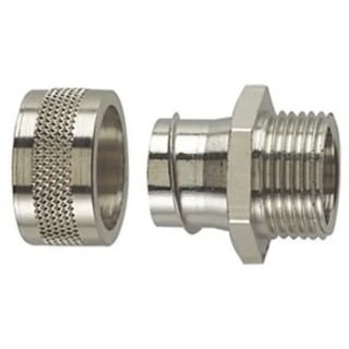 HellermannTyton Conduit Fitting Fixed External Thread Nickel-Plated Brass, 25 mm Nominal Size 166-31005 PCS25-FM-M25-NPB-ML