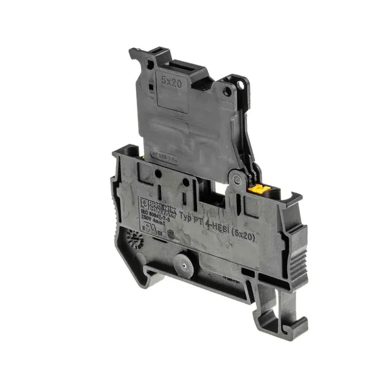 Phoenix Contact Fuse Modular DIN Rail Terminal Block PT 4-HESILA 250 (5X20) Black 250V 6.3A Push-In Termination 3211907