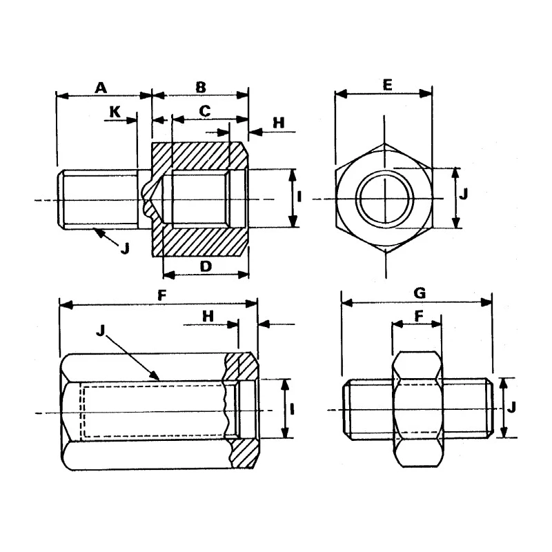 RS PRO Steel Hex Standoff M6, 10 mm Body Length, 7.5 mm Stud Length, Zinc Plated Finish 603-485