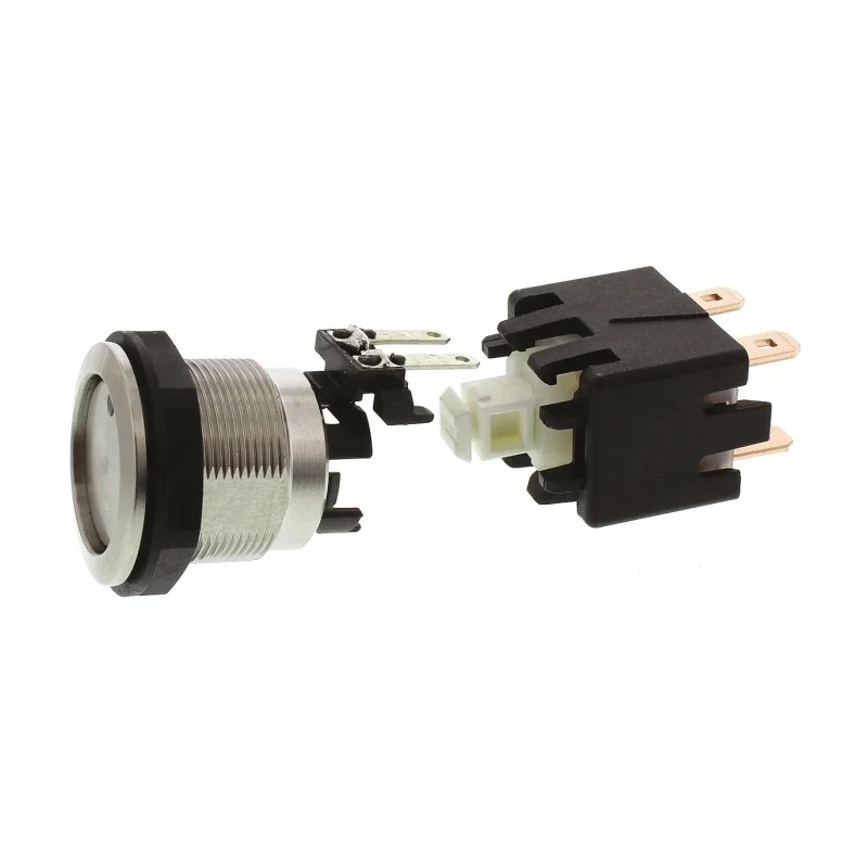 Schurter Illuminated Push Button Switch, Latching, Panel Mount, 19 mm Cutout, DPDT, Blue LED, IP00 IP64 1241.6823.1124000