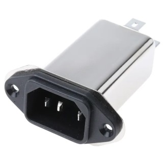 Schaffner 250V AC 6A Panel Mount IEC Filter Male Faston FN9233UF2-6-06