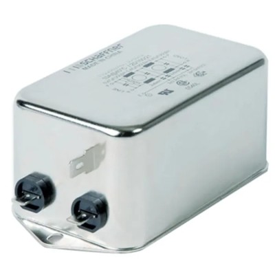 Schaffner 1-Phase Chassis Mount EMI Filter 10 A 250V AC/DC 0-400 Hz Fast-On Termination FN2090