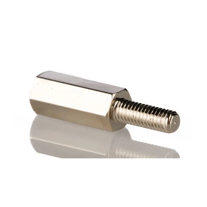 RS PRO M3 Hexagonal Brass Standoff, 15 mm Body Length, 8 mm Stud Length, Nickel Finish 606-692