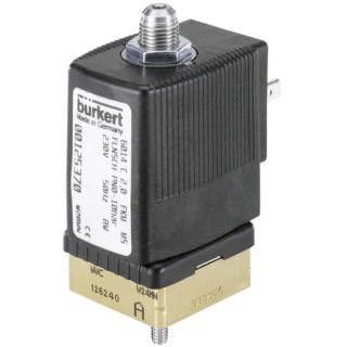 Burkert Solenoid Valve 3 Port Normally Closed Brass Body 230V ac 2mm Orifice Diameter Series 6014 125370