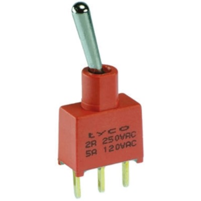 TE Connectivity Toggle Switch, PCB Mount, On-Off-On SPDT, Through Hole Terminal, 28 V dc, 115 V ac 3-1825142-0