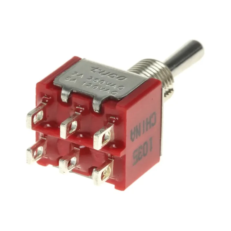 TE Connectivity Panel Mount Toggle Switch DP3T On-On-On Wire Lug Terminal 28V dc 125V ac 4-1825139-5