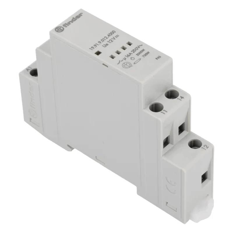 Finder 19 Series Electromechanical Interface Relay, DIN Rail Mount, 12V DC Coil, SPDT, 16A 19.91.9.012.4000