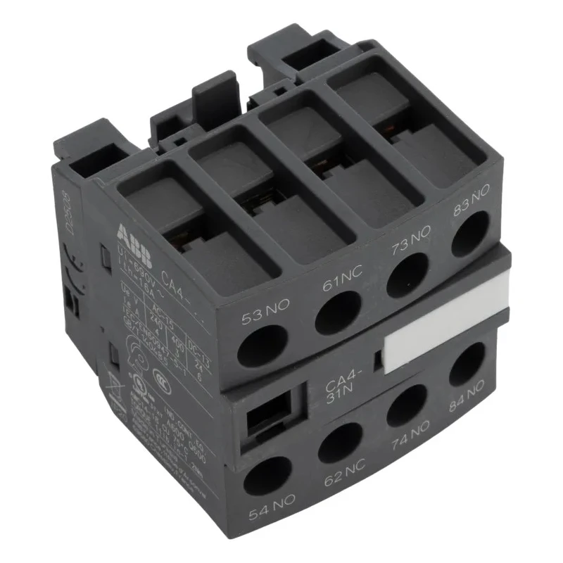 ABB Auxiliary Contact, 4 Contact, 3 NO/1 NC, CA4 Series, Front Mounting, 6 A Contact Current, 600 V DC, 690 V AC CA4-31N