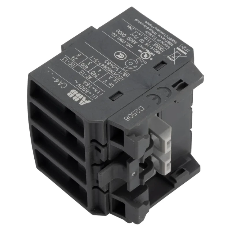 ABB Auxiliary Contact, 4 Contact, 3 NO/1 NC, CA4 Series, Front Mounting, 6 A Contact Current, 600 V DC, 690 V AC CA4-31N