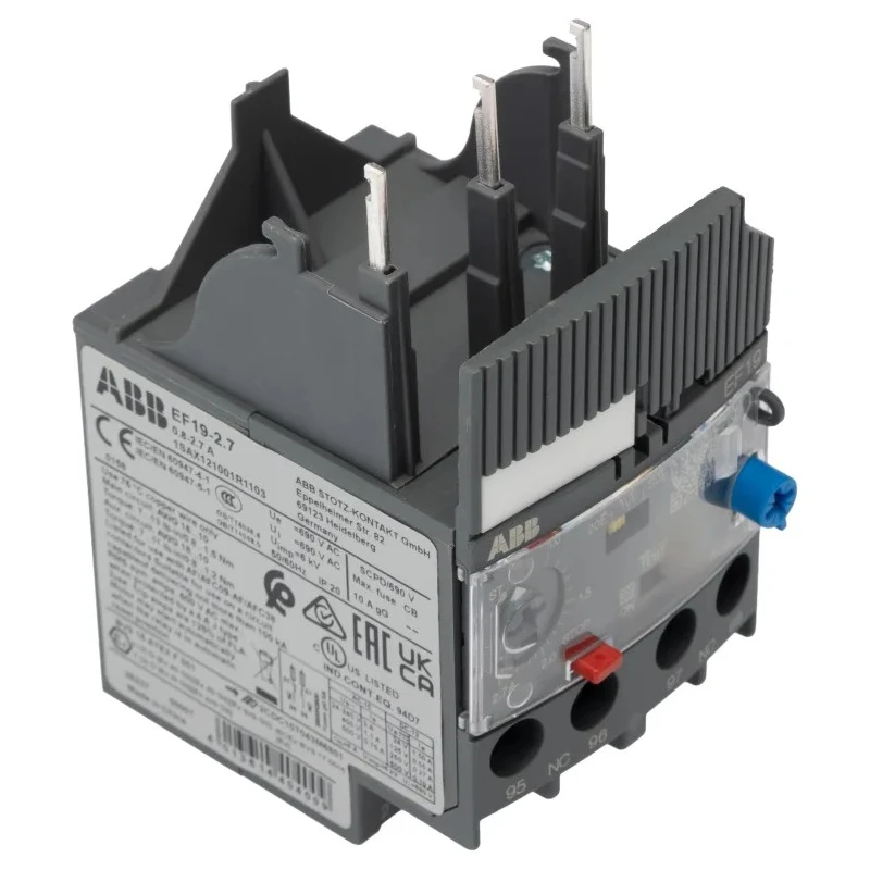 ABB EF19 Overload Relay 1 NO/1 NC 0.8-2.7 A Adjustable Current Range 58 W Power Rating 600V AC/DC EF19
