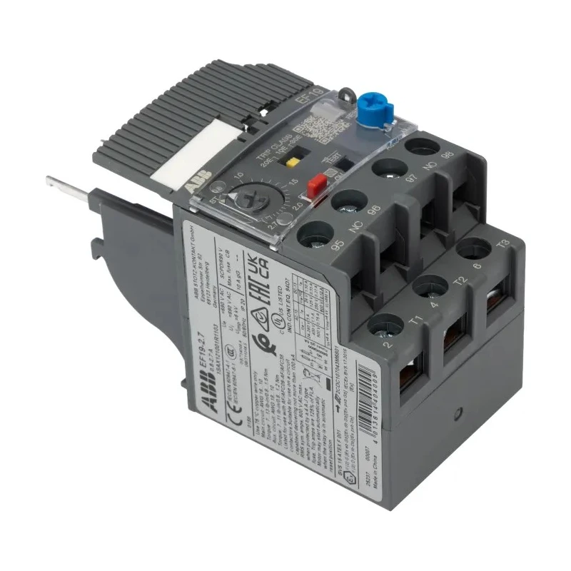 ABB EF19 Overload Relay 1 NO/1 NC 0.8-2.7 A Adjustable Current Range 58 W Power Rating 600V AC/DC EF19