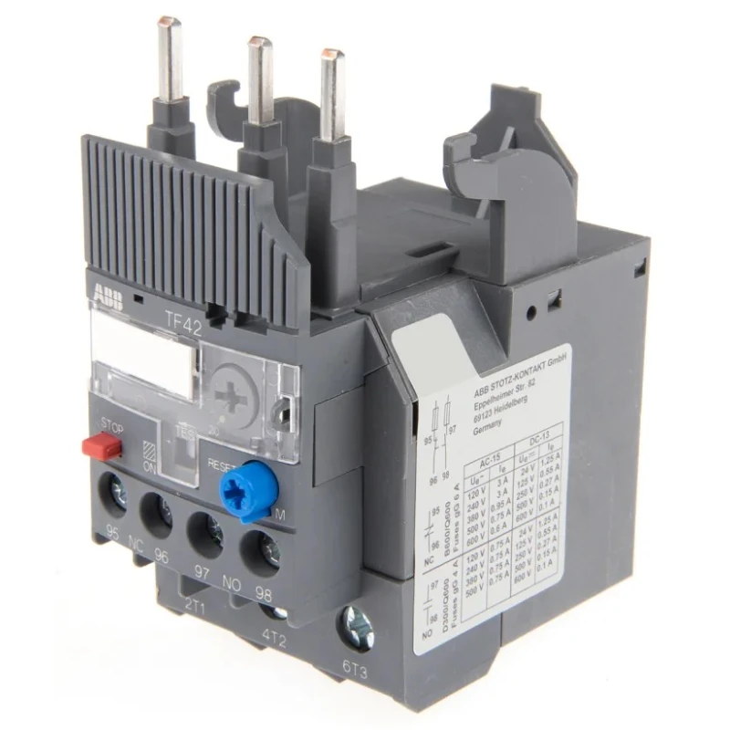 ABB Thermal Overload Relay 20A, 24A F.L.C, 24A Contact Rating, 2.6 W, 3 Pole, 1 NO/1 NC TF42