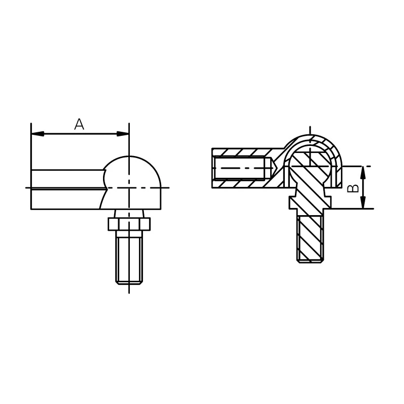 Igus Plastic Angled Ball & Socket Joint M10 Thread, Right Hand Thread, Ball Diameter 16mm WGRM-10-LC-MS